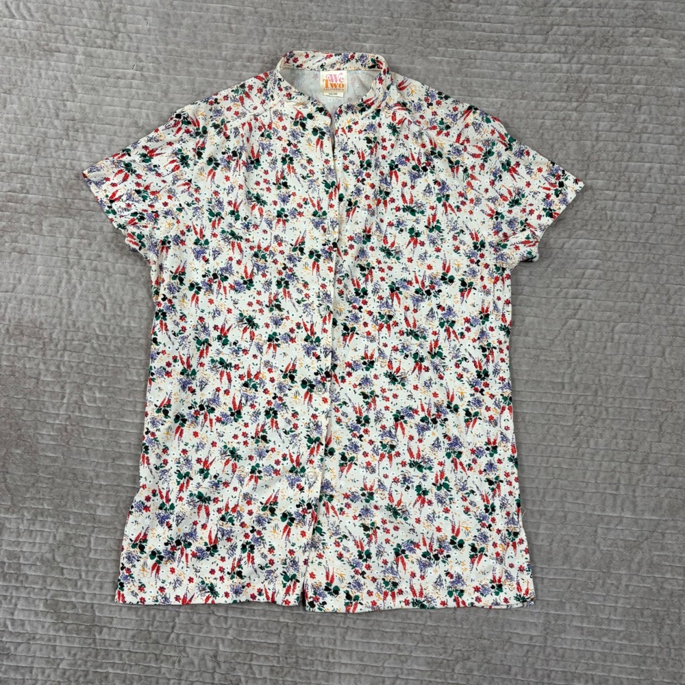 Vintage 70s We Two California Floral Blouse Cottagecore Short Sleeve Top Grandma